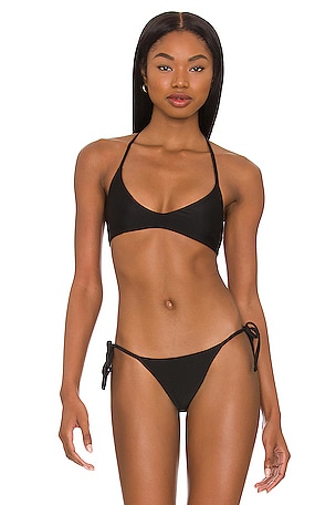 Dallas Ribbed Bralette Bikini Top - Black
