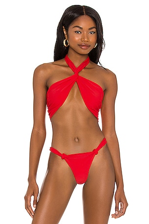 The Charlotte Halter Bikini Top in Coral