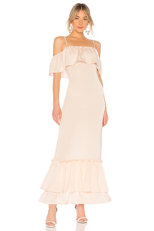 LPA Tiered Ruffle Gown in Champagne