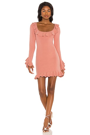 LPA Ruffle Sweater Dress in Blush | REVOLVE LPA Ruffle Sweater Dress in Blush | REVOLVE