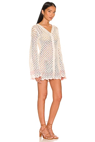 LPA Lanita Crochet Mini Dress in Ivory