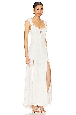 LPA Gabriella Eyelet Maxi Dress in White