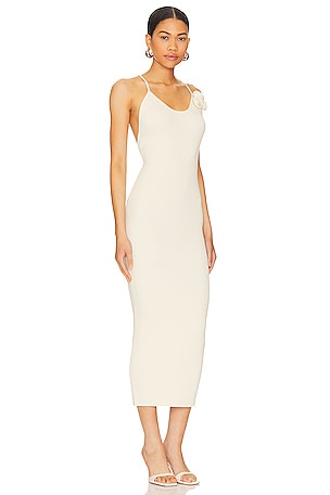 LPA Dara Rosette Midi Dress in Cream