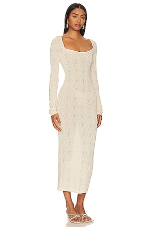 LPA Ramya Pointelle Maxi Dress in Cream