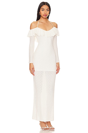 LPA Lexie Ruffle Maxi Dress in Ivory