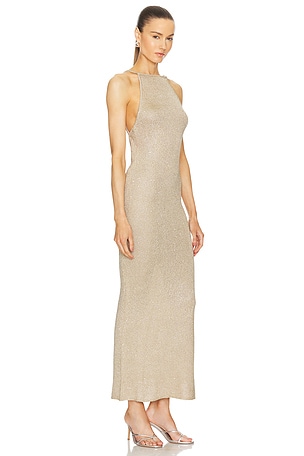 LPA Josi Maxi Dress in Metallic Neutral