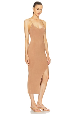 LPA Karter Knit Midi Dress in Tan