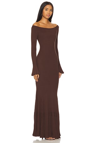 LPA Lainey Maxi Knit Dress in Chocolate