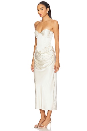 LPA Ilaria Corset Midi Dress in Ivory