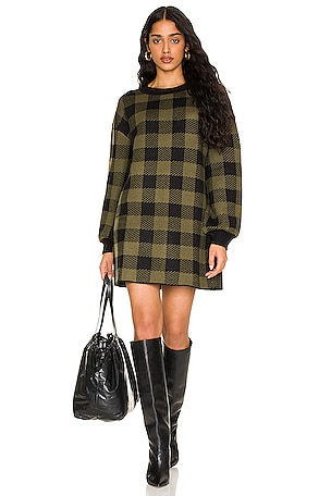 LPA Floyd Sweater Dress in Green & Black | REVOLVE