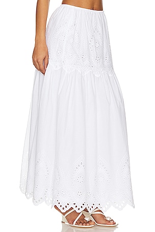 LPA Francesca Eyelet Maxi Skirt in White