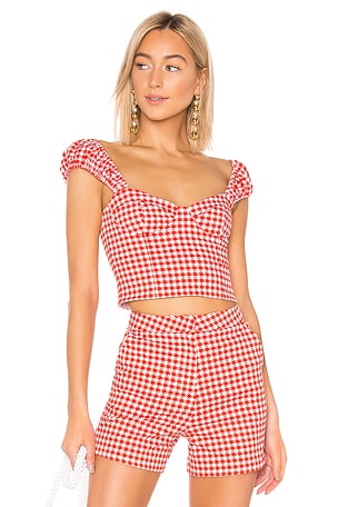 LPA Elena Sleeveless Crop Top in Red Houndstooth XL NEW store REVOLVE