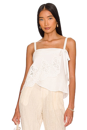 For Love & Lemons Gayane Bustier Top in White Multi