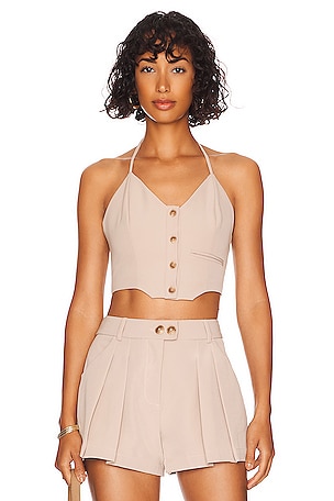 Toffee Faux Leather Bra Top –