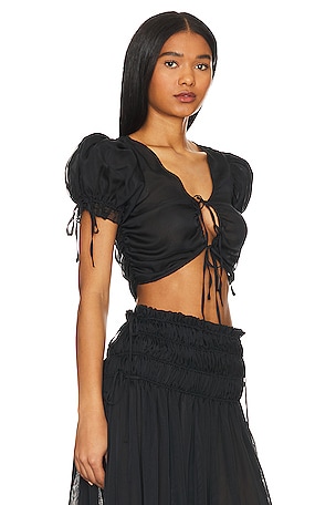 LPA Ophelia Tie Front Top in Black