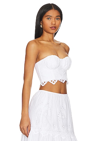 LPA Francesca Eyelet Corset Top in White