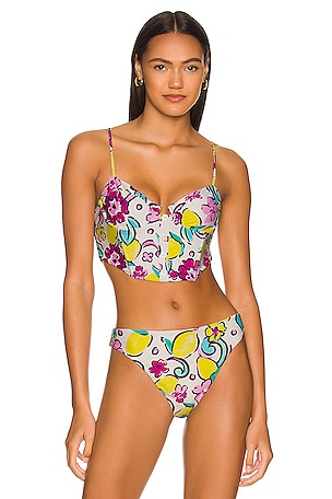 ●PINK PINEAPPLE● FLOW FRILL LAYERED TOPIVORY PH1WL233LIV LPA Marlee Top in Pink Lemon Floral | REVOLVE