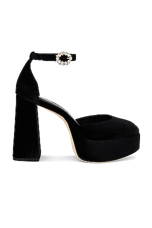Amazon.com | YIYA Women's Black Velvet Platform Heels Ankle Strap Sandals  Peep Toe Chunky Block High Heel Party Evening Dress Pumps Shoes | Heeled  Sandals