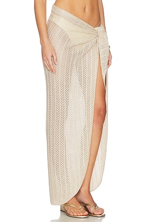La Porte Delphine Metallic Sarong in Neutral