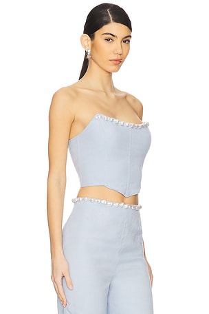La Porte Birkin Pearl Corset Top in Baby Blue