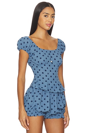 Lisa Says Gah Pat Top in Blue