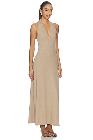 LESET Lauren Halter Maxi Dress in Nude