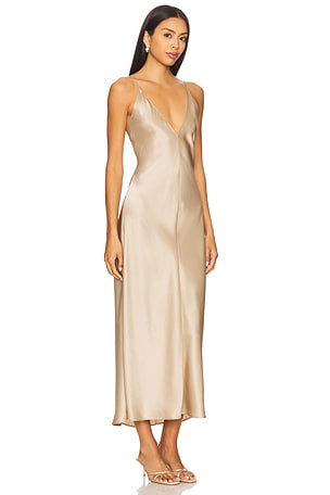 LESET Barb Slip Dress in Beige