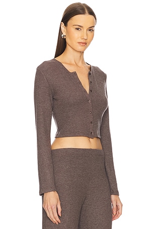 LESET Lauren Crop Cardigan Ii in Chocolate