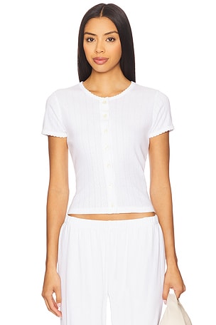 Pointelle Short Sleeve Cardigan LESET