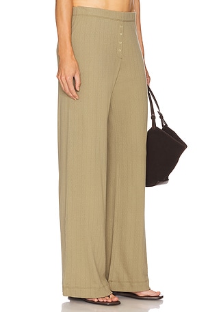 LESET Pointelle Boxer Pant in Olive