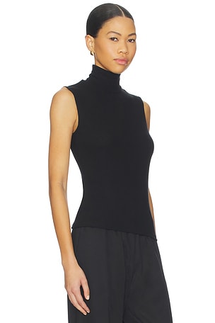 LESET Lauren Sleeveless Turtleneck in Black