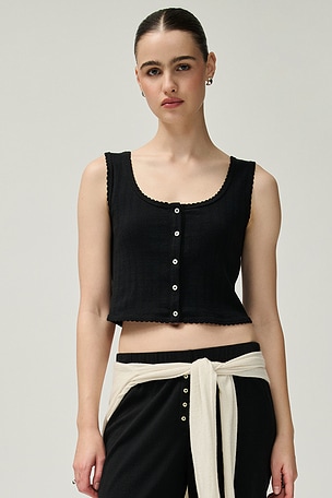 Pointelle Button Down Tank LESET