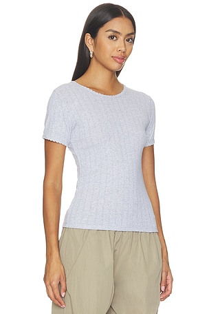 LESET Pointelle Slim Fit Tee in Grey