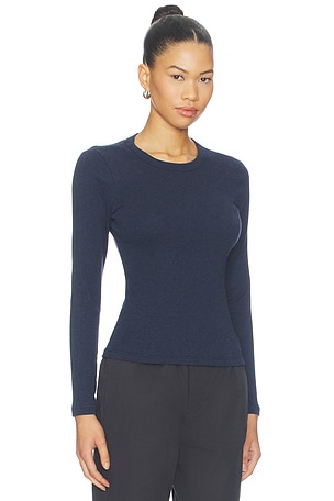 LESET Nando Slim Fit Long Sleeve Top in Navy