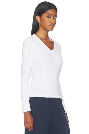 Leset top ajustado de manga larga con cuello en v N/Ando en color blanco
