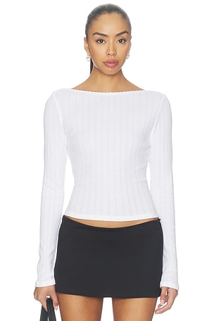Pointelle Long Sleeve Bateau Top LESET