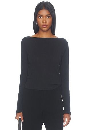 Pointelle Long Sleeve Bateau Top LESET
