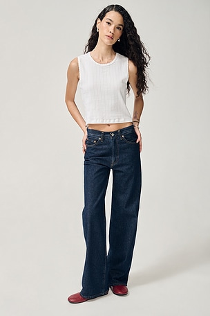 Pointelle Sleeveless Crew Top LESET