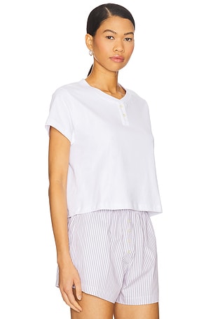 LESET Margo Henley Top in White
