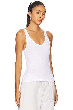 LESET Laura Scoop Neck Tank in White