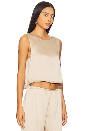 LESET Barb Crop Sleeveless Crew Top in Beige. Size M. Also