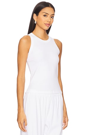 LESET Nando High Neck Tank Top in White