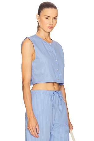 LESET Yoshi Crewneck Vest in Baby Blue