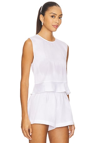 LESET Yoko Peplum Top in White