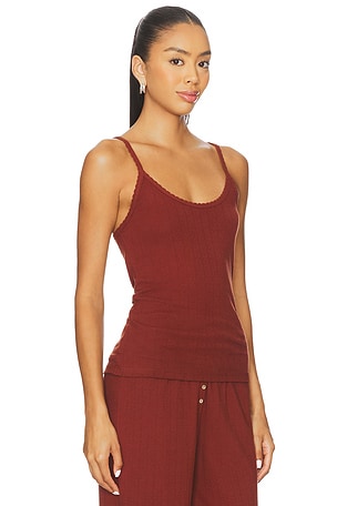 LESET Pointelle Classic Tank Top in Brown. Size XL. Also