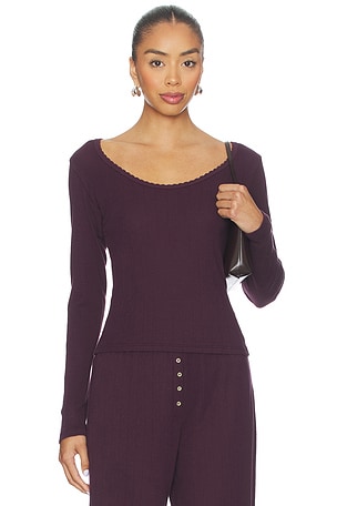 Pointelle Long Sleeve Scoop Neck LESET