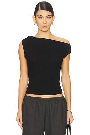 Lauren Ruched Asymmetrical Shoulder Top LESET