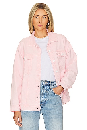 Pink Sequin Pocket Distressed Button-Down Denim Jacket – Girls Downtown