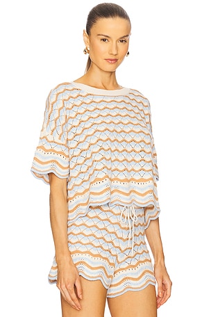 LSPACE Sunchaser Top in Cream,Baby Blue