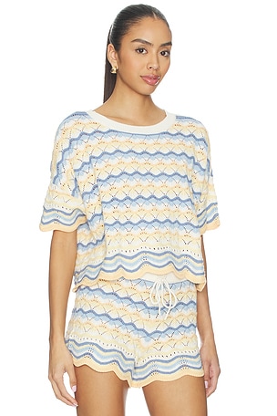 LSPACE Sunchaser Top in Blue,Lemon. Size S. Also